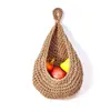 Colgante de Pared para Almacenamiento de Verduras y Frutas, Cesta Colgante de Malla con Forma de Gota de Agua, Decoración de Pared Tejida con Cuerda de Algodón Hecha a Mano, Colgante
