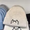 Novo Chapéu de Tricô de Gato para Mulheres, Chapéu Fofo de Lã, Chapéu Pulôver Quente para Outono e Inverno, Chapéu Versátil com Proteção para Orelhas e Proteção contra o Frio