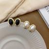 Pendientes ovalados con gemas artificiales, diseño de nicho de moda para mujer, pendientes de aguja de plata, elegantes pendientes retro coreanos de moda.