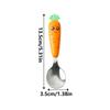 Cuchara tenedor de zanahoria de acero inoxidable 304 con dibujos animados creativos para niños, con mango de PP, para comer al bebé, disponible en stock