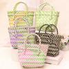 Bolsa Nueva Tejida de Plástico Cesta Tejida Estilo Ins Bolso Casual para Mujer Bolso de Mano de Moda Cesta para Niños