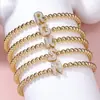 Pulsera Rongxing Transfronteriza de Zirconio Completo con 26 Letras Inglesas, Globo Burbuja, DIY, Pulsera Elástica de Cuentas de Cobre