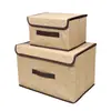 Fábrica de Jiangxi Caja de Almacenamiento de Ropa Plegable de Tela No Tejida Impresa con Tapa Contenedor Plegable Multiusos para Ropa Juego de Dos Piezas Lote