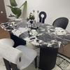 Mesa de Jantar Terrazzo Vintage Francesa Oval Luxo Leve Pedra Alto Estilo Mesa de Jantar Mármore Designer Mesa Estilo Intermediário