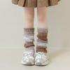 Calcetines para Niñas Otoño e Invierno Degradado Espesados Fundas Largas para Piernas Rayas Verticales para Heattech Moda para Niñas Colores Contrastantes Apilados Andola Rojo