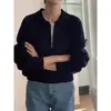 Suéter Feminino Gola Alta Meio Zíper 100% Lã Pura Outono/Inverno Novo Estilo Tricô Manga Longa Camada Base Estilo Simples