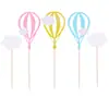Cartão de Bolo de Aniversário Estrela Lua Nuvem Branca Pó Dourado Balão de Ar Quente Acessórios de Confeitaria Cartão de Decoração Bandeira Plug-in