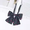 Uniforme Jk Corbata de Moño Femenina Raíz de Pluma Azul Cian Color Sólido Serie Japonesa Ángulo Plano Oblicuo Cuello de Estudiante Moño Ssailor Traje Pequeño