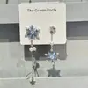Brincos de Tassel de Floco de Neve Azul Gelo Pérola Assimétricos Outono e Inverno Design de Nicho Estilo de Luxo Novos Brincos e Presilhas