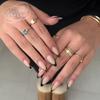Peças de Unha Quentes Transfronteiriças Estilo Europeu e Americano Manicure Francesa Patch Pó Cor de Contraste Preto Explosões de Comércio Exterior Unhas Postiças Produtos Acabados