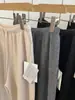 Esenciales Perezosos de Otoño e Invierno Pantalones de Punto de Lana Sin Costuras Pierna Ancha Pantalones Rectos Relajados Pantalones Adelgazantes de Pierna Recta Plegados Hasta el Suelo