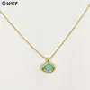 Wt-N1496 Pequeño y Exquisito Gema de Color Turquesa Jade Rojo y Chapado en Oro de 18K Cadena de 18 pulgadas Collar Suéter