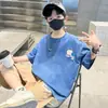 Traje de Verano para Niños Niños 2025 Nuevo Mediano y Grande Ropa Deportiva y de Ocio para Niños Camiseta Estampada de Manga Corta Conjunto de Dos Piezas Guapo 6