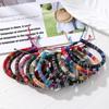 Conjunto de 12 Pulseiras de Corda Trançada Estilo Étnico Colorido Cordão de Cauda Ajustável Sobreposto Totem Étnico Trançado Corda de Mão Conjunto