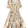 2025 Europeo y Americano Amazon Transfronterizo Verano Nuevo Mujer Talla Grande Casual Estampado Floral Tinta Botón Delantero