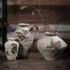 Vaso de Cerâmica Grossa Salpicada Vintage Jingdezhen Sala de Chá Galho Seco Ornamento de Alto Padrão Estilo Wabi-Sabi Recipiente para Arranjo de Flores Frete Grátis