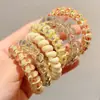 Ligas para el Cabello de Cable de Teléfono de Alta Calidad, Cuerdas para el Cabello de Lunares de Alta Elasticidad, Accesorios para el Cabello de Verano para Mujeres, Plástico Duradero sin Marcas Color Menta