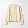 Cárdigan de punto suave y dulce estilo coreano para mujer, nueva colección de otoño, decorado con rosas en forma de corazón y flores pequeñas, chaqueta suéter