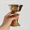 Lámpara de Aceite de Latón India Hecha a Mano Retro Anticuada para el Hogar Lámpara de Mantequilla para Rezar Lámpara Eterna Portavelas Adornos