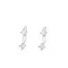 Pendientes Dobles de Diamante de Dos Piezas de Plata S925, Clavos para Hélice de Oreja Modernos y Versátiles, Ganchos para Orejas Simples y de Gama Alta para Orejas Perforadas E0810