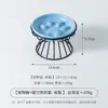 Plato comedero lento estilo simple con forma de pata de gato con soporte de hierro rayado, cuenco cerámico elevado para mascotas, cuenco para gatos, cuenco para perros, comedero lento anti-asfixia