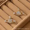 Brincos de diamante em formato de planeta, estilo simples e neutro, para uso diário e em feriados, atacado direto da fábrica