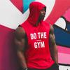 Colete de fitness roupas masculinas com capuz colete de ferro laminado I-personagem roupas de treinamento camisa de pinho solta