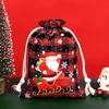Novo Natal xadrez saco de algodão janela cordão espartilho saco de doces de Natal Natal xadrez de algodão espartilho bolso