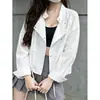Tiro real moda coreana estilo casual cuello alto capa única corta protección solar ropa chaqueta mujer verano 2026 holgado versátil top