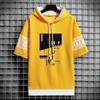 Camiseta con Capucha de Manga Corta para Hombre, Moderna de Verano de Corte Holgado, Ropa Estilo Hong Kong, Marca de Moda, Moda Juvenil con Capucha para Hombre, Moderna de Manga Media Estilo Delgado