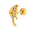 Piercing de Cartilagem para Orelha, Estilo Coreano, Moderno, Aço Inoxidável, Haste Grossa com Rosca, Bola, Micro-Pavimentado com Zircônia, Formato de Borboleta
