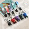 Llavero Acrílico Oso Camaleón Colgante para Llaves Personalidad Creativa Pareja Cadena de Coche Círculo Celebridad de Internet Adornos para Colgar en Mochila Escolar