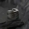 Pinza de Oreja de Pluma de Plata Vintage para Hombre Tendencia Personalizada Plata Anti-Tailandesa Pendientes Individuales Pinza de Oreja de Moda para Hombre