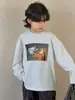 Otoño 2026 Estampado Digital Ropa Infantil Patrón de Dibujos Animados Top Cuello Redondo Manga Larga Camiseta Casual Camiseta Básica para Niños