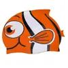 Touca de Natação Infantil de Silicone em Formato de Peixe, Touca de Natação Impermeável Fofa de Desenho Animado com Proteção para Ouvidos, Touca de Natação para Treinamento de Estudantes, Touca de Natação Estampada