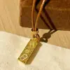 Colar da Sorte Gelo-Cristal em Prata S925 para Mulheres, Artesanato CNC de Luxo Leve, Pingente Requintado Estilo Chinês, Colar com Corda Marrom