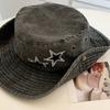 Diseñador Celebridad Cibernética Taladro Caliente Estrella de Cinco Puntas Sombrero de Pescador Sombrero de Vaquero Occidental para Mujer Montañismo al Aire Libre Sombrero para el Sol Sombrero para el Sol