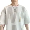 Camiseta Masculina de Manga Curta de Seda Gelada de Comércio Exterior 2025 Nova Tendência Moda Jovem Marca Camisa Masculina de Manga Curta Solta