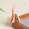 Pingente de Borla Colorida de Fio de Algodão Estilo Xizang Charme para Bolsa de Celular DIY Acessório de Decoração de Cordão Estilo Étnico