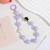 Cadena para Teléfono Móvil Serie Niña de Dibujos Animados, Pulsera de Muñeca con Perlas Macaron, Pulsera de Cuentas Pintada a Mano, Colgante Creativo