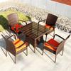 Conjunto de cinco peças de mesa e cadeira de vime para lazer ao ar livre, cadeira de vime, mesa de centro, varanda, jardim, pátio, móveis de vime