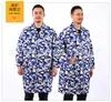 Casaco longo camuflado masculino e feminino roupa de proteção para trabalho roupa camuflada vestindo roupa de trabalho camuflada casaco azul roupa de cobertura roupa à prova de poeira