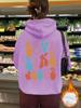 Código Europeo Transfronterizo Otoño e Invierno Sudadera de Mujer con Capucha de Bolsillo Canguro de Manga Larga con Forro Polar Slogan LOVE LIKE