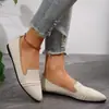 Nuevos zapatos planos casuales de punto transpirable con punta fina para mujer, importación, slip-on de punto, en stock