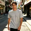 Camiseta Manga Curta Masculina Estilo Básico Simples Cor Sólida Casual Versátil Dia a Dia Solta Transfronteiriça Comércio Exterior Versão Europeia Tamanho Grande Camiseta