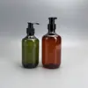 Botella de Champú 500ml en Stock, Botella Vacía para Envase de Acondicionador y Gel de Ducha, Botella Marrón, Botella PET con Bomba de Exprimidor