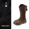 Botas Infantis Botas Martin 2026 Nova Outono/Inverno Com Pelúcia Por Dentro Botas de Cavaleiro Cano Alto Sapatos de Princesa Botas de Couro de Cano Médio
