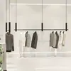 Tienda de Ropa Colgador Simple de Cuerda de Acero Colgante Negro Exhibidor Barra para Colgar en Pared Estante Especial para Ropa de Mujer Redondo