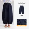 Calça Casual Solta Confortável Infantil Pudding Haru 2026 Verão Nova Calça para Meninas Renda com Glitter Prata Calça Repelente de Mosquitos