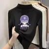 Blusa casual de manga comprida para meninas DeRong, nova coleção outono e inverno, design estiloso e versátil de gola alta para crianças mais velhas